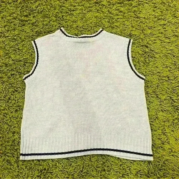Vintage 70s Knit Baby Blue Sweater Vest - Picture 2 of 4